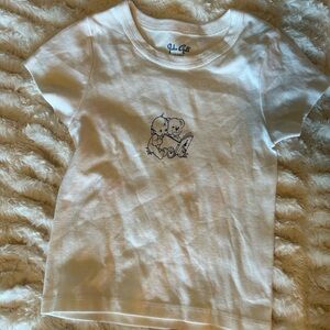 Brandy Melville John Galt baby tee with teddy print - one size